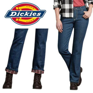 Dickies, Women's Denim Flannel Lined Relaxed Fit Jeans, Blue, Dark Wash